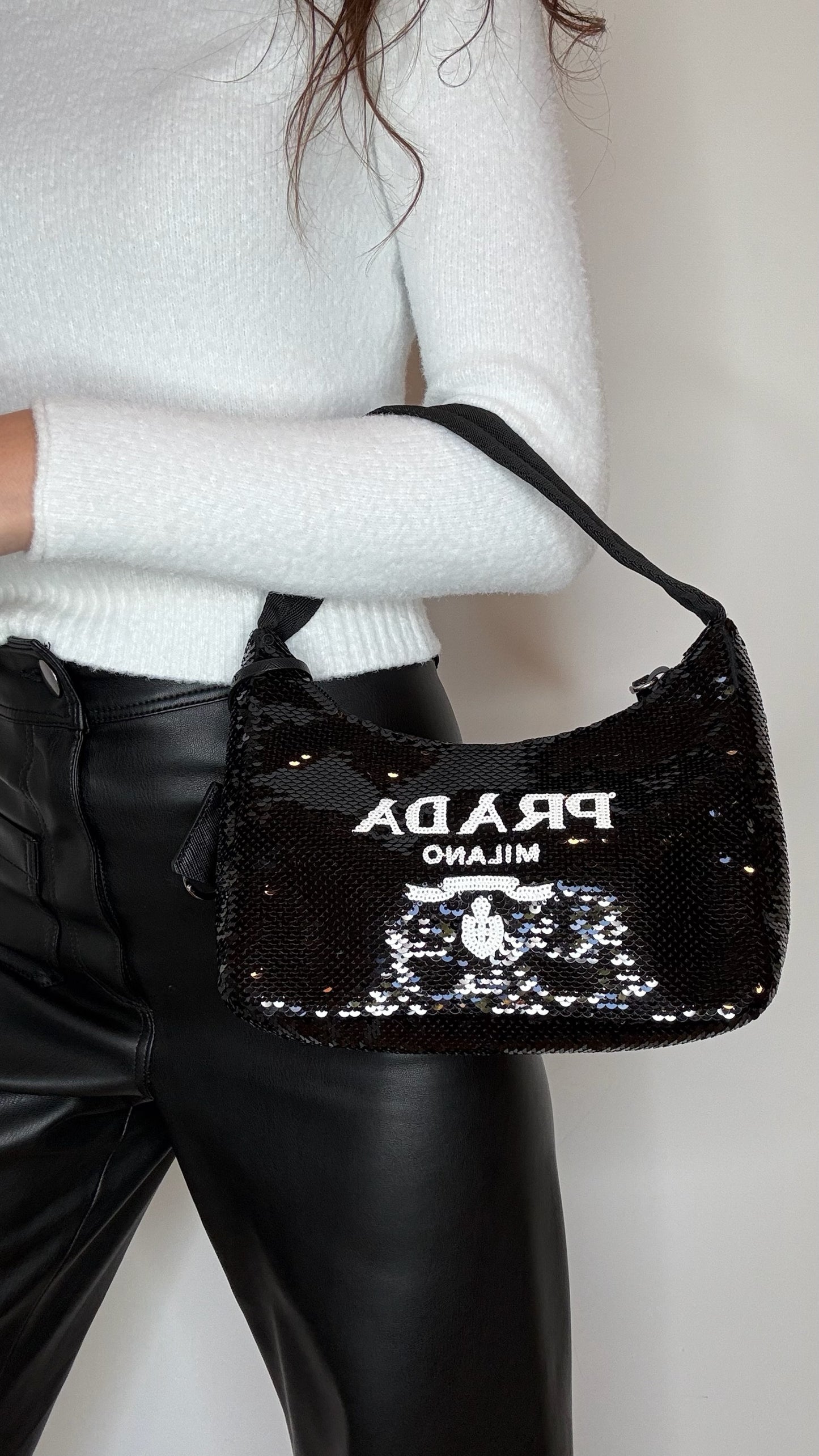 Black Sequins Logo Bag