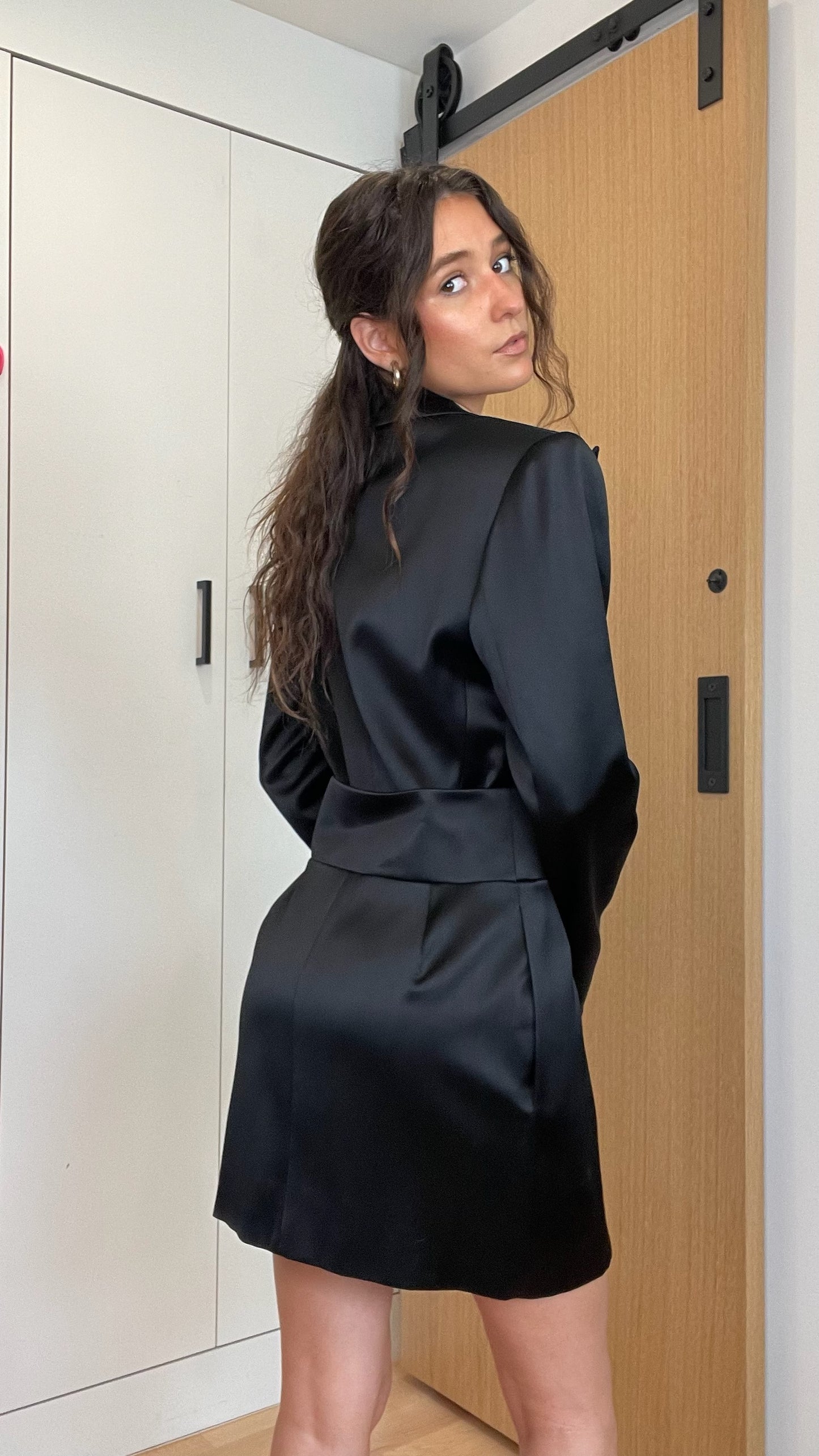 Black Satin Dress - XS