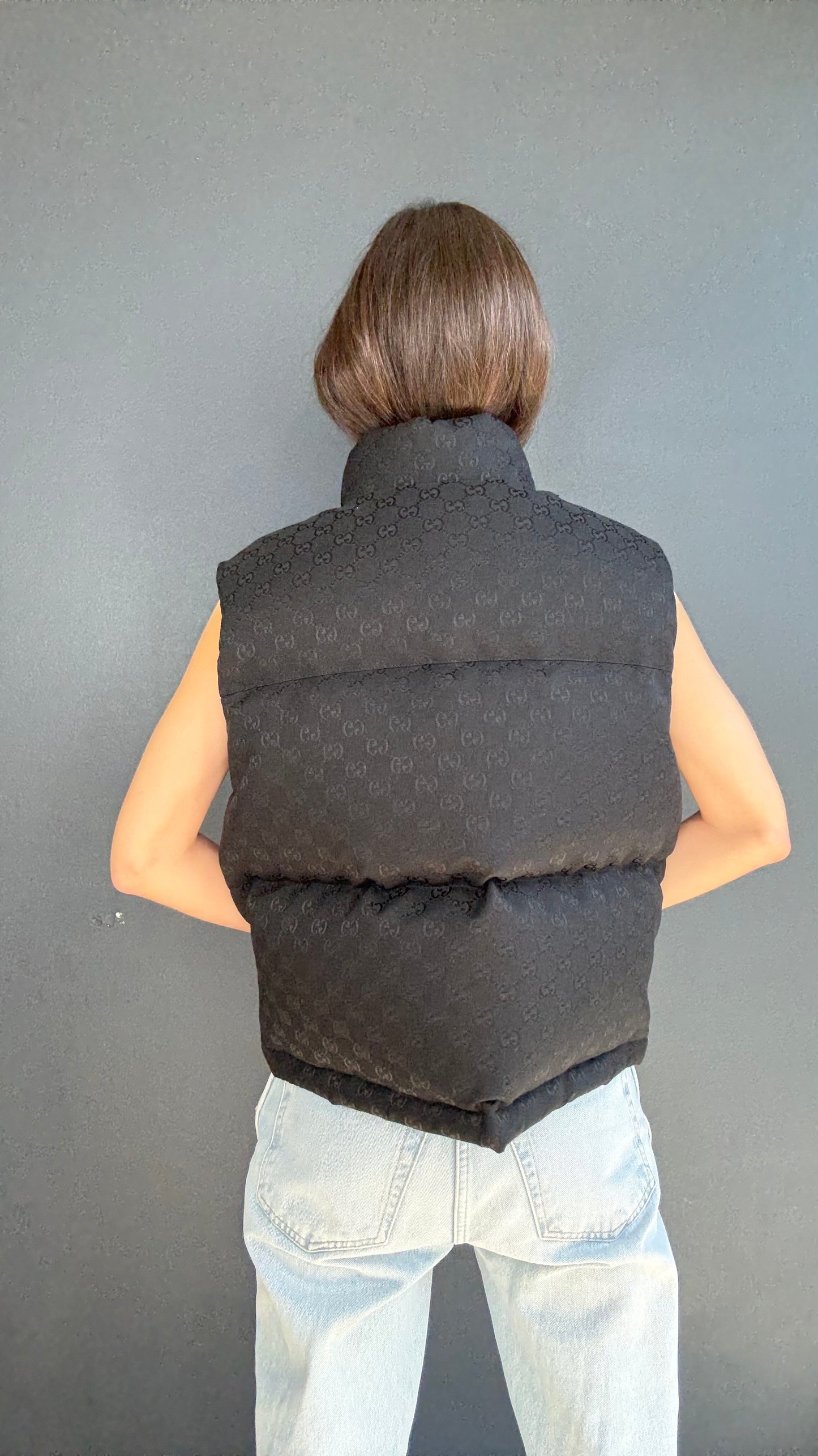 Gucci Black Monogram Puffer Vest - XS