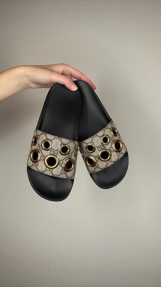Gucci Monogram Slides - 38