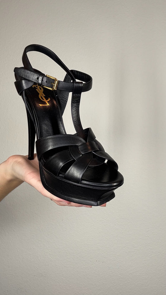 YSL Black Tribute Heels - 36.5