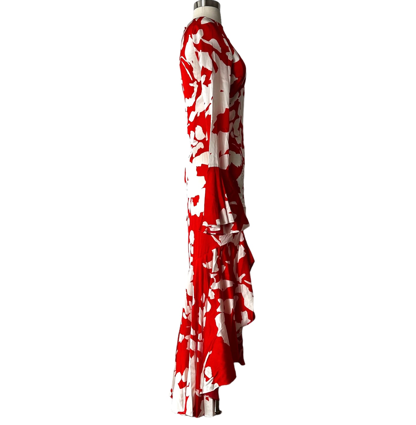 Red & White Silk Dress - S