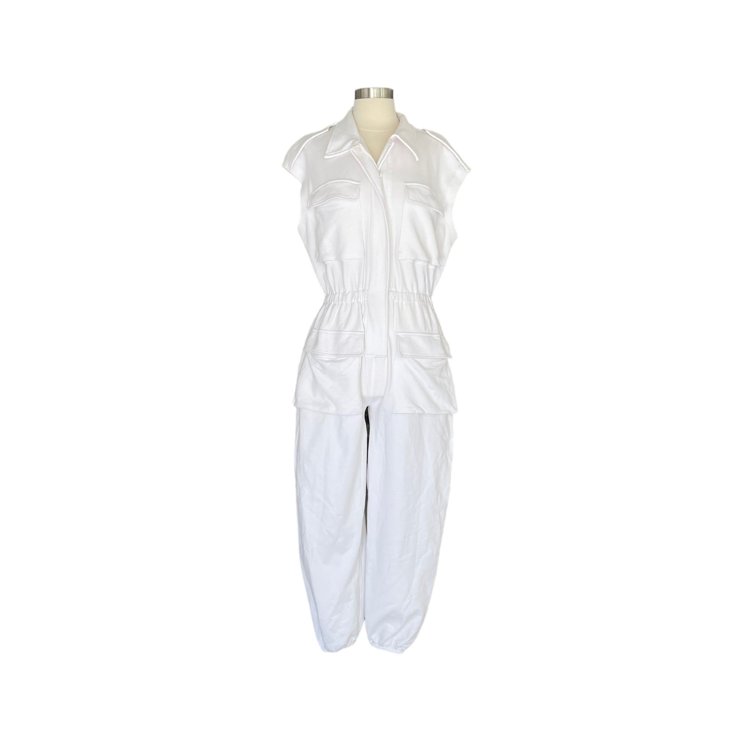 White Cargo Jumpsuit - M