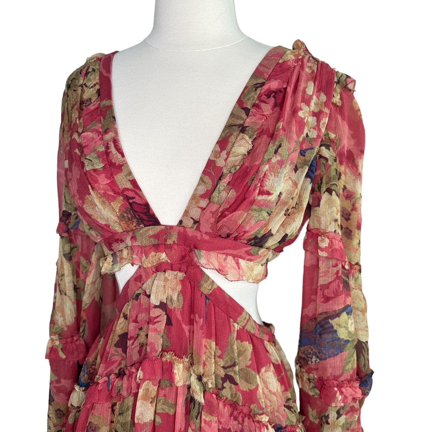 Floral Silk Dress - M