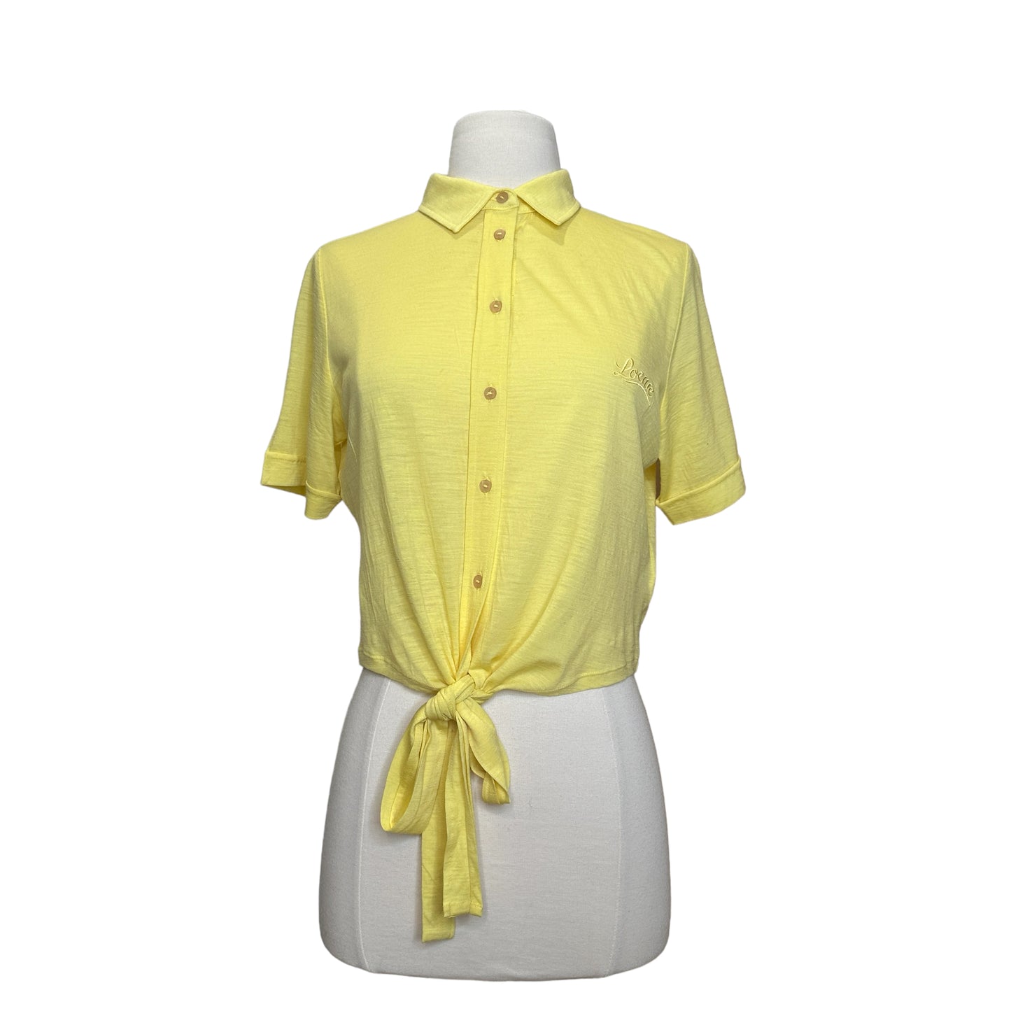 Yellow Oversized Cropped Polo - XS