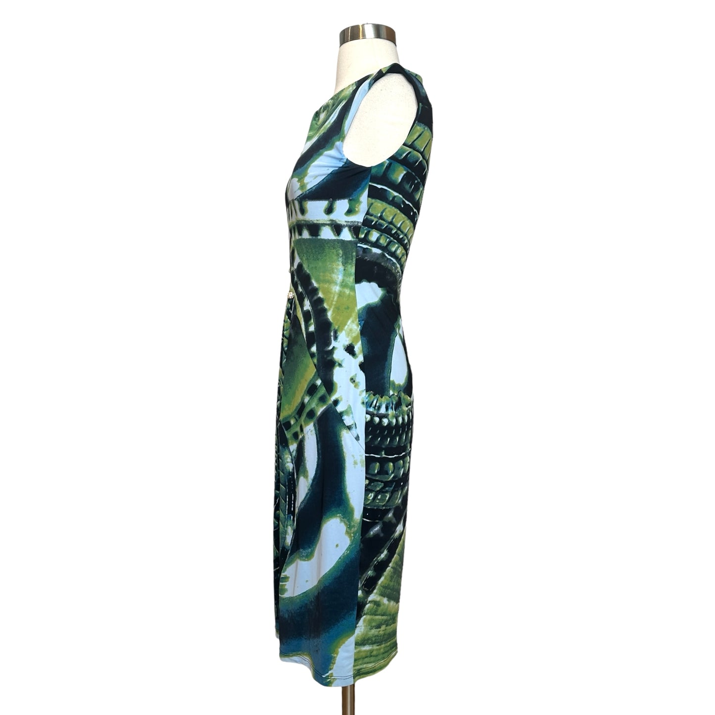 Green Dress w/Crystal Brooch.