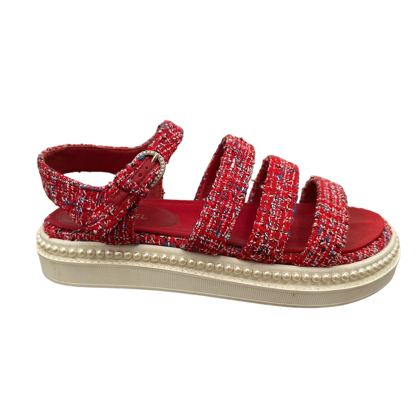 Red Tweed Sandals - 8