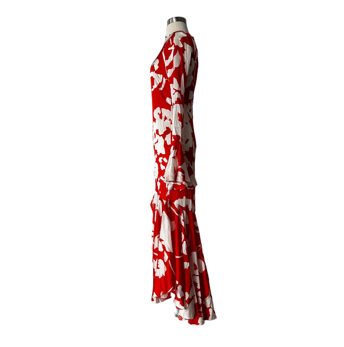 Red & White Silk Dress - S