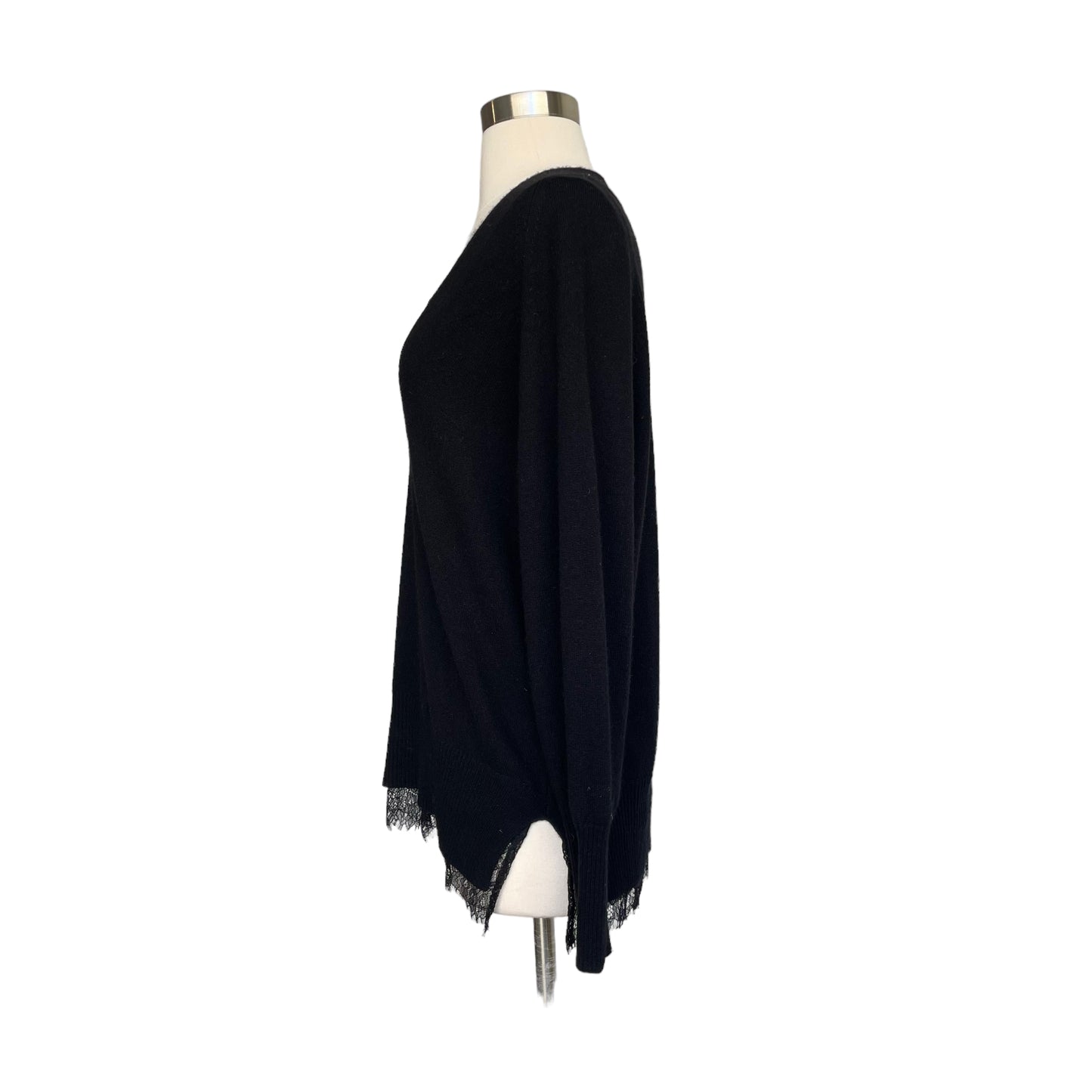 Cashmere and Lace Black Sweater - S