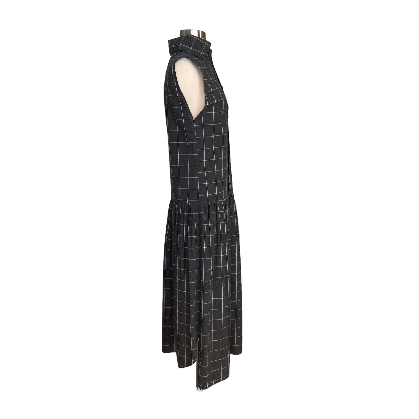 Long Plaid Cotton Dress - S