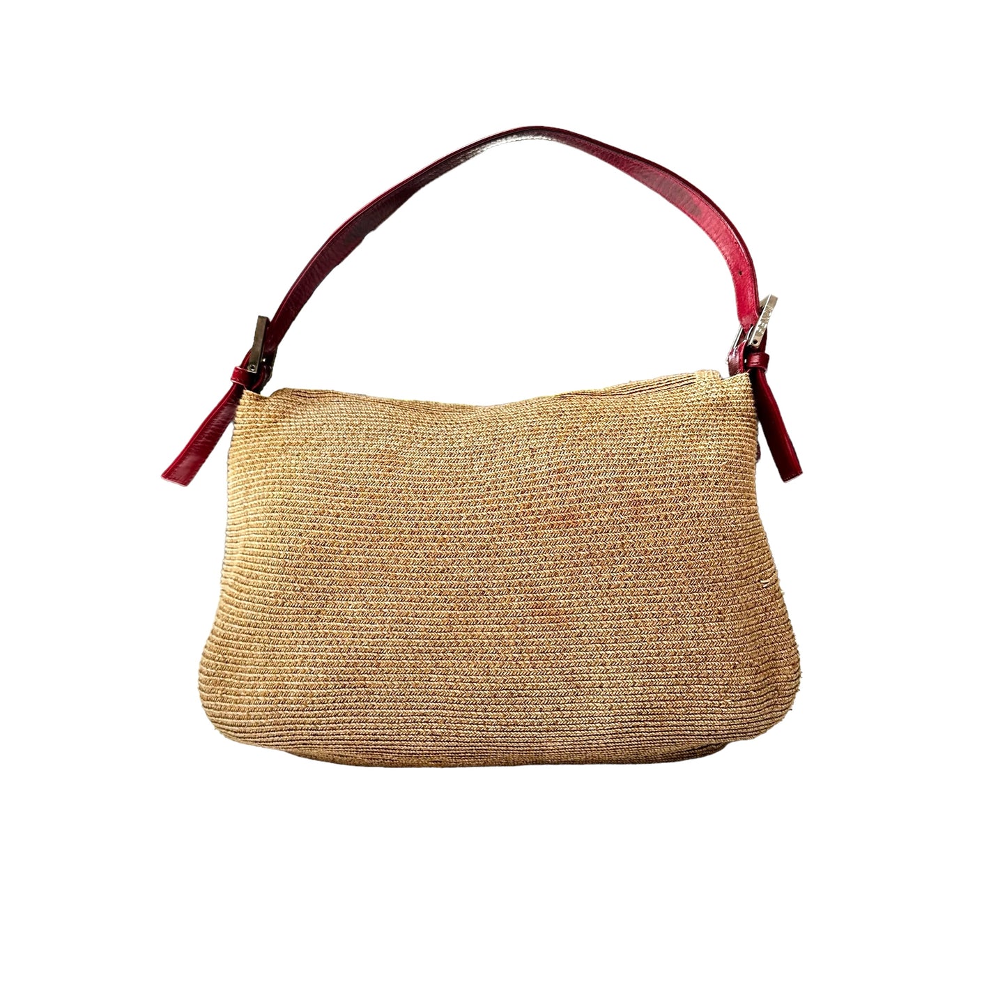 Raffia & Red Leather Vintage Bag