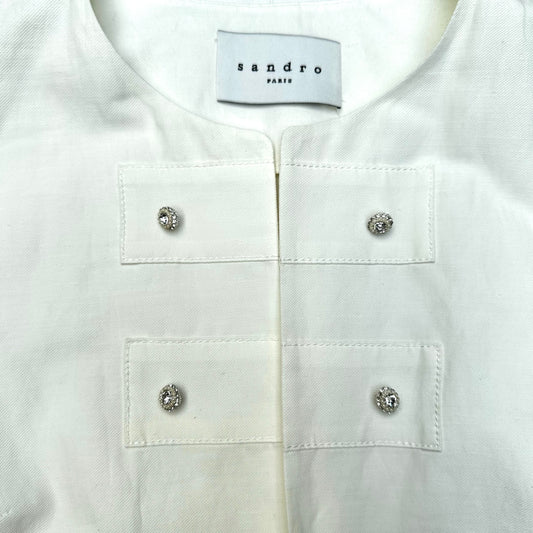 White Cropped Jacket w/Crystals - S
