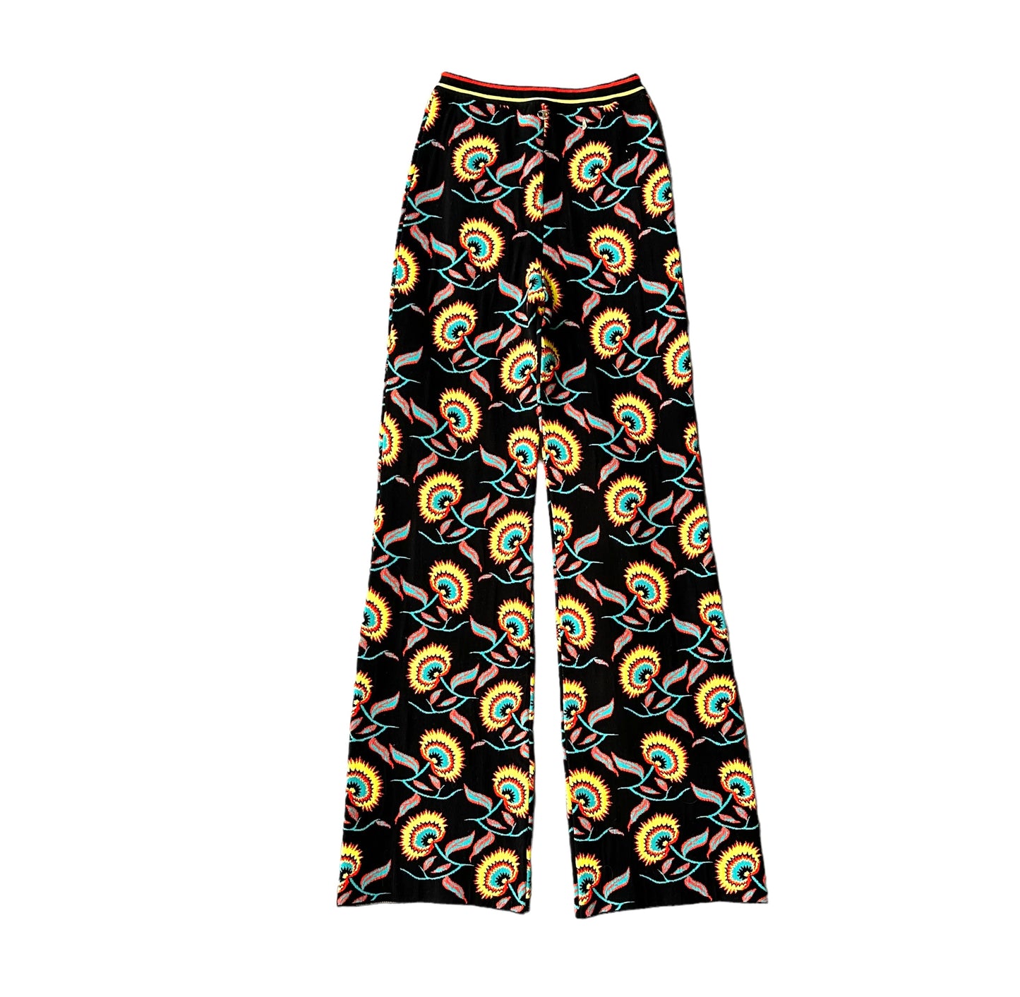 Black Floral Jacquard Pants - S