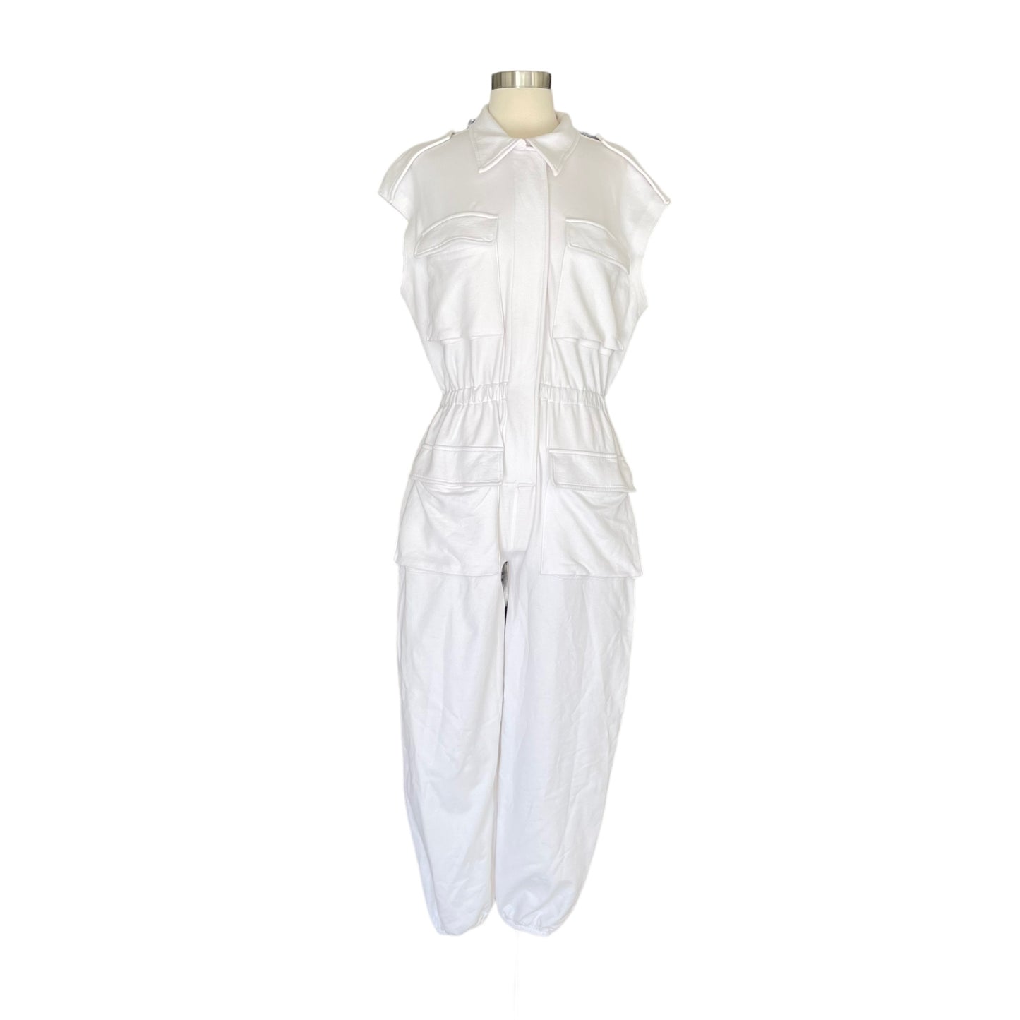 White Cargo Jumpsuit - M