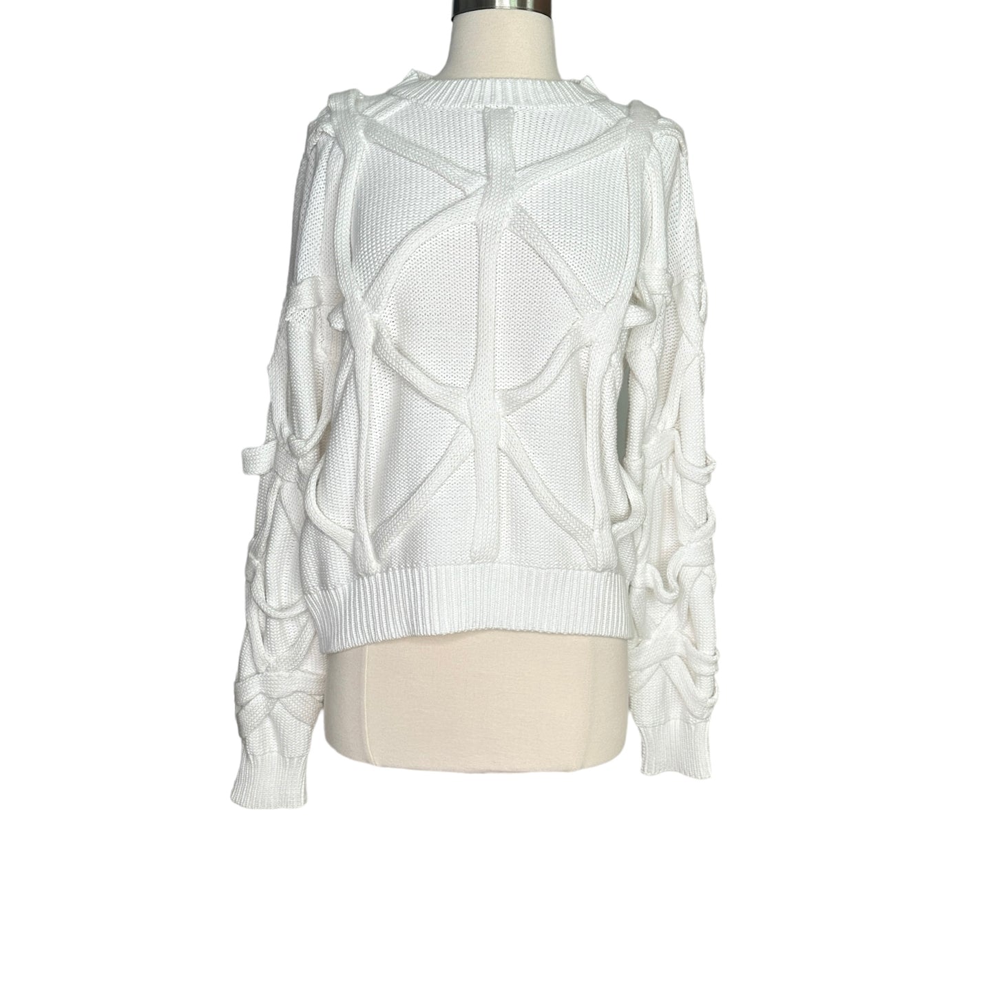 White Contrast Sweater - M