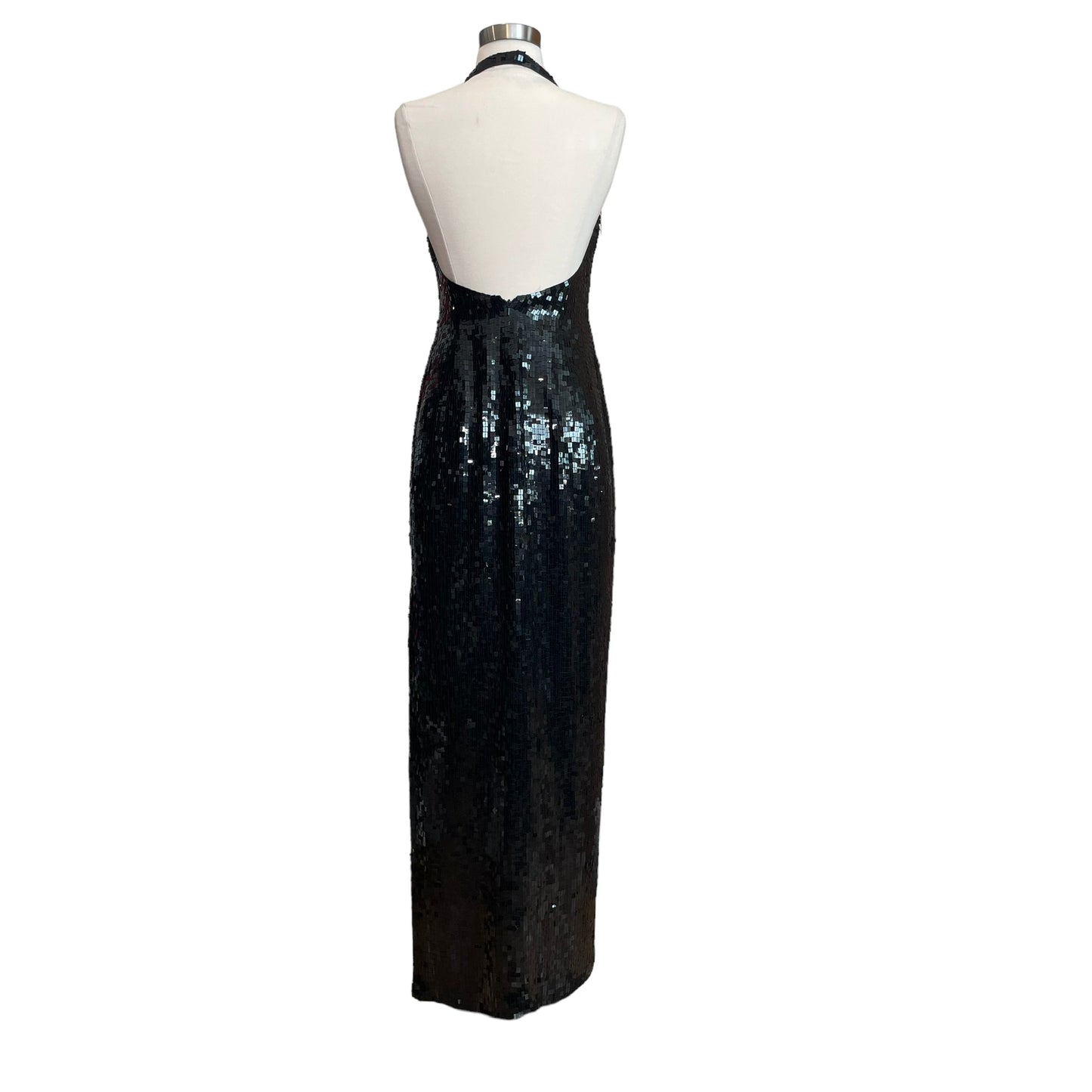 Black Sequin Halter Dress - 8