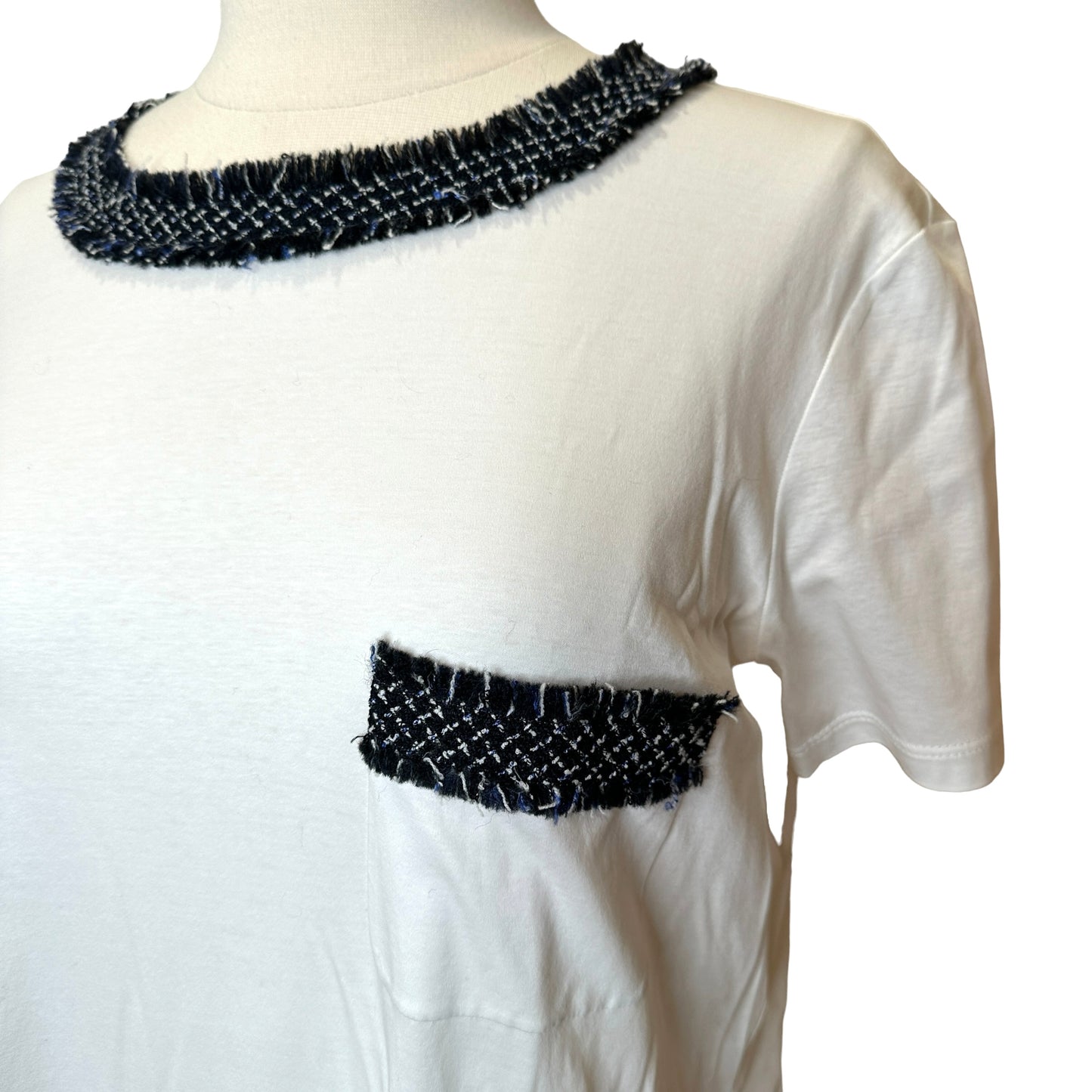 Tweed Trim T-Shirt - S
