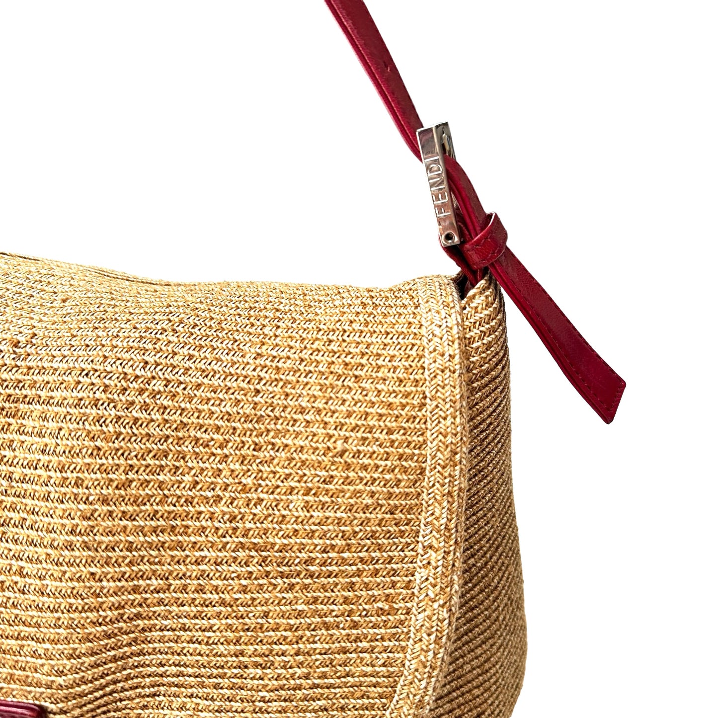 Raffia & Red Leather Vintage Bag
