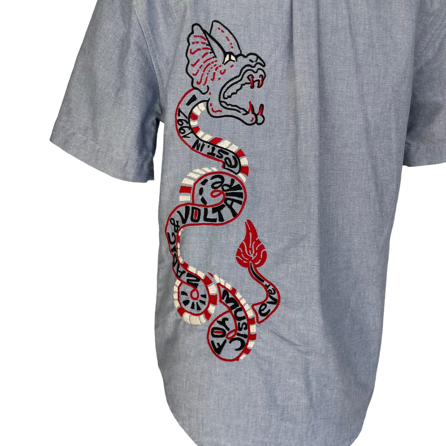 Embroidered Blue Collar Shirt - S/M