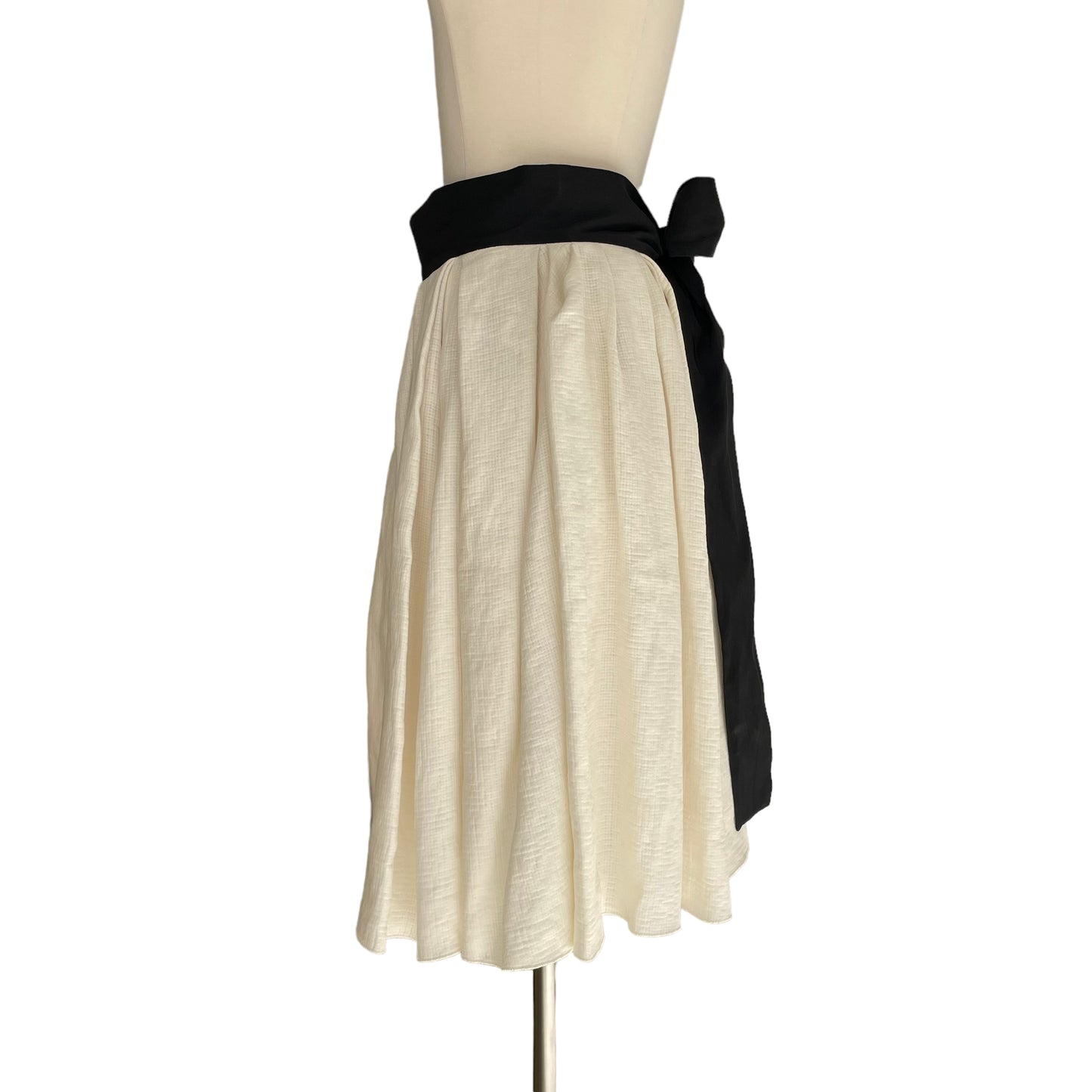 Cream and Black Bow Tie Skirt - S