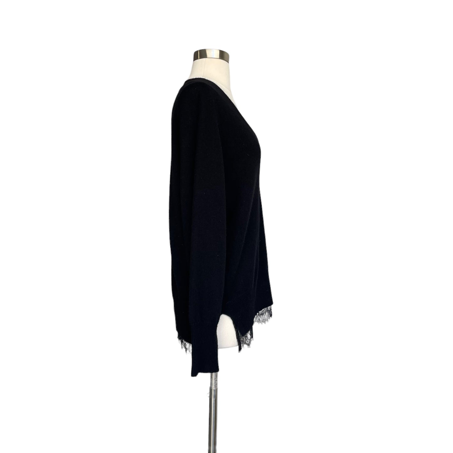Cashmere and Lace Black Sweater - S