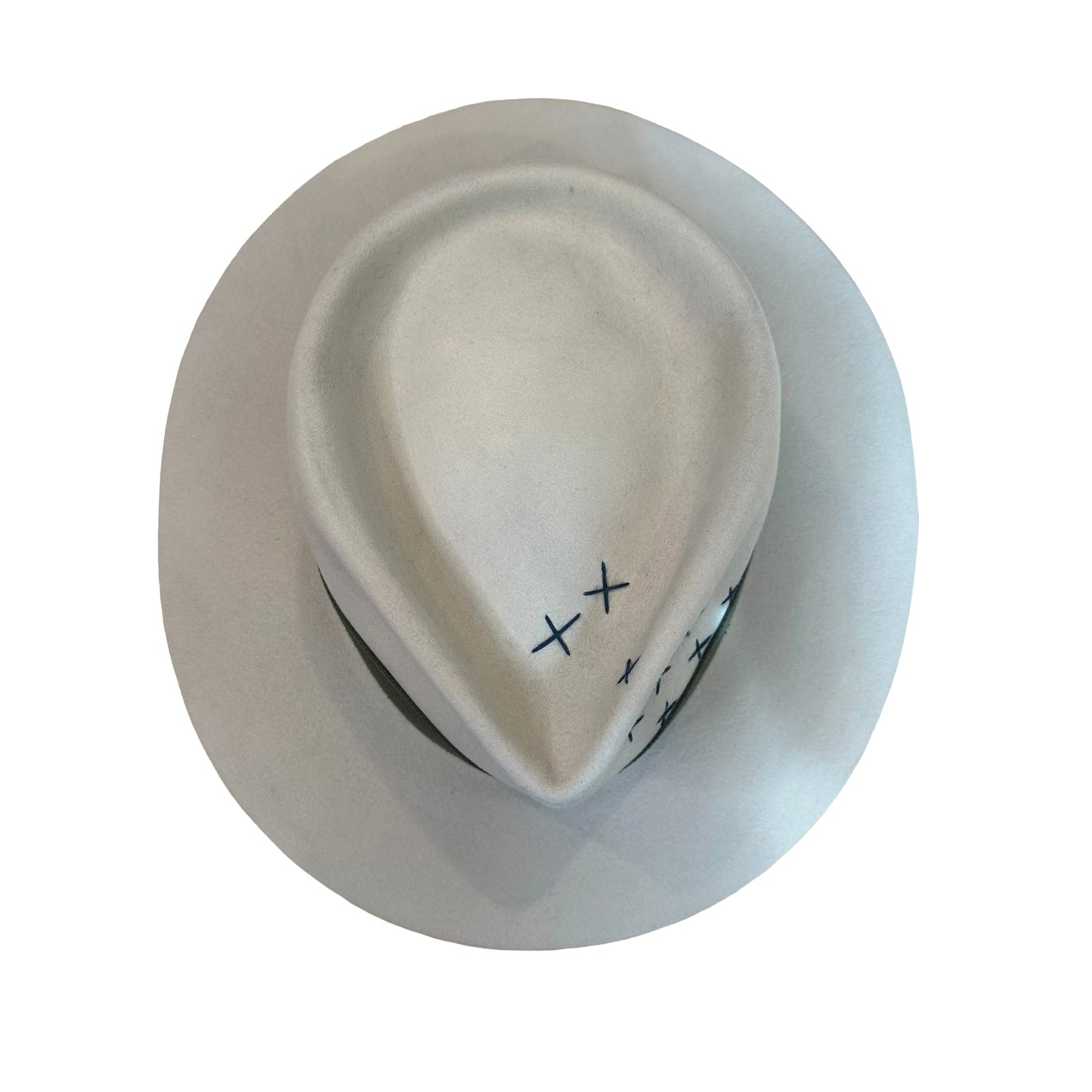 Cream Felt & Kaki Canvas Hat - 57