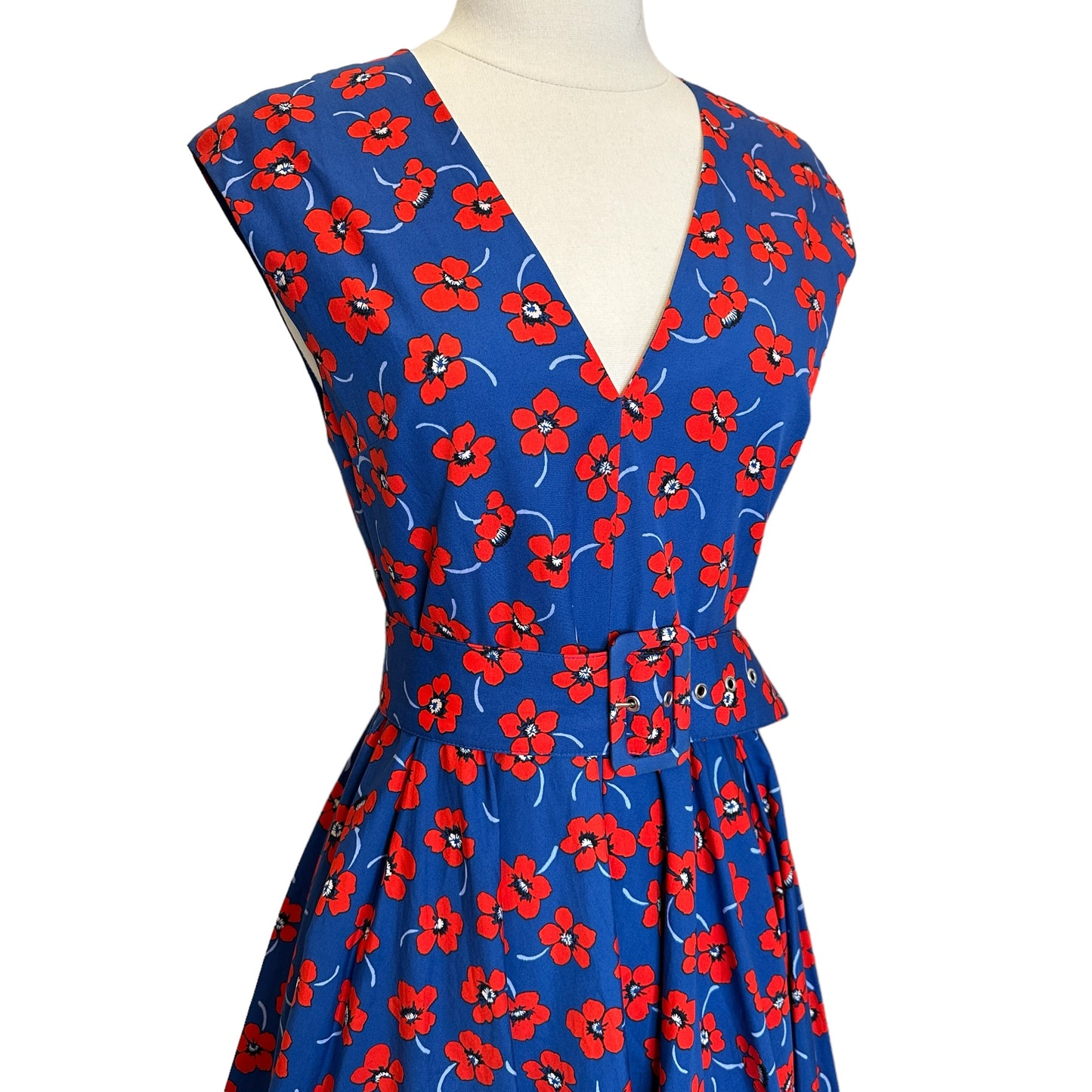 Blue & Red Floral Dress - 4