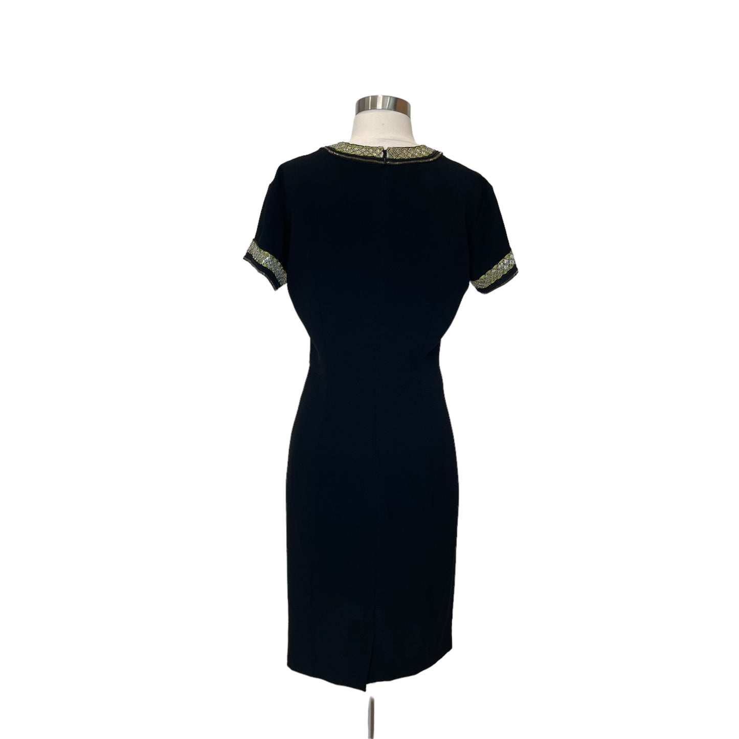 Black and Green Beaded Collar Dress - 44