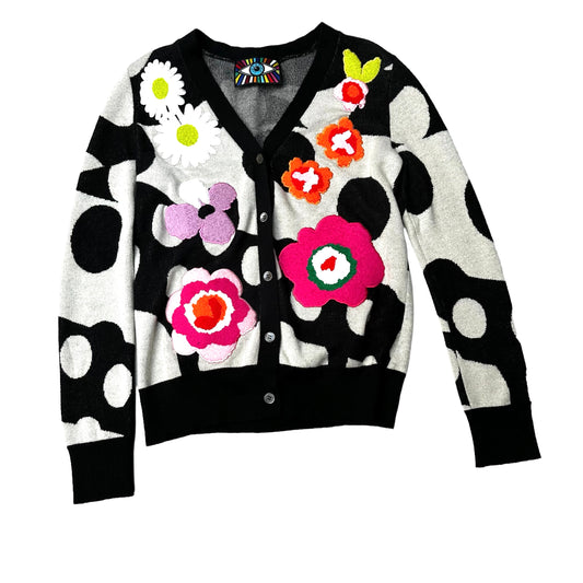 Black & White Floral Cardigan - S