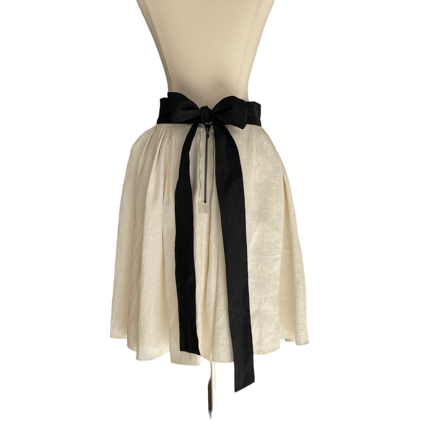 Cream and Black Bow Tie Skirt - S
