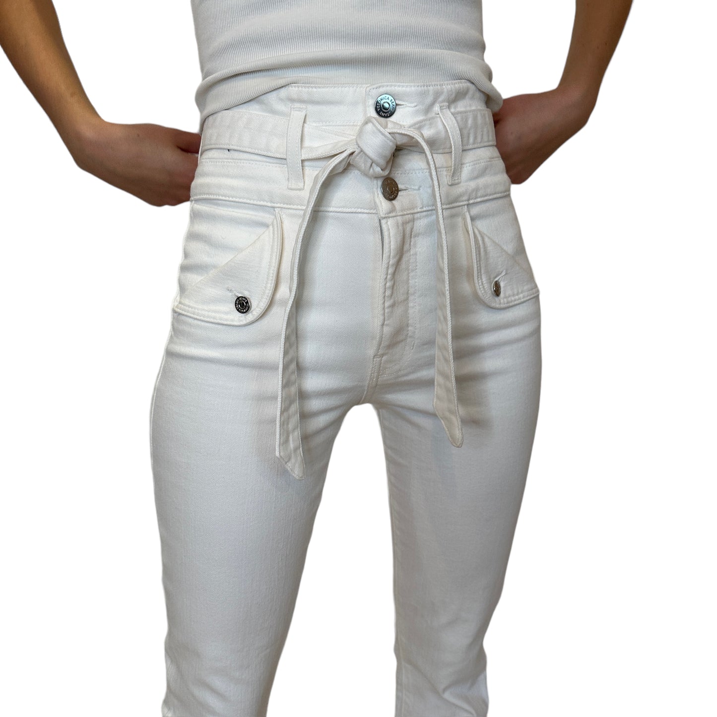 White Tie Waist Jeans - 25