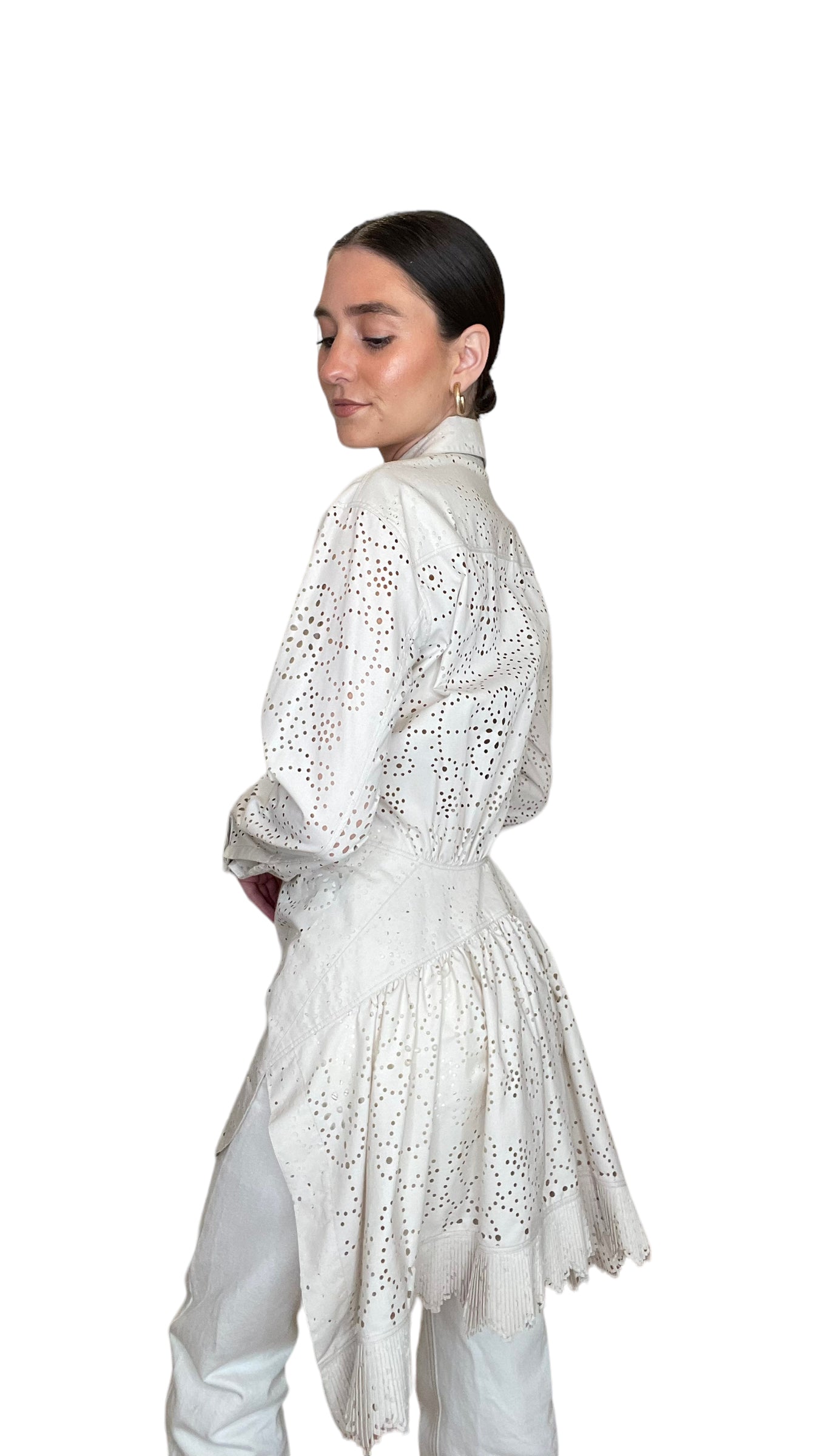 Eyelet Cream Shirt - S