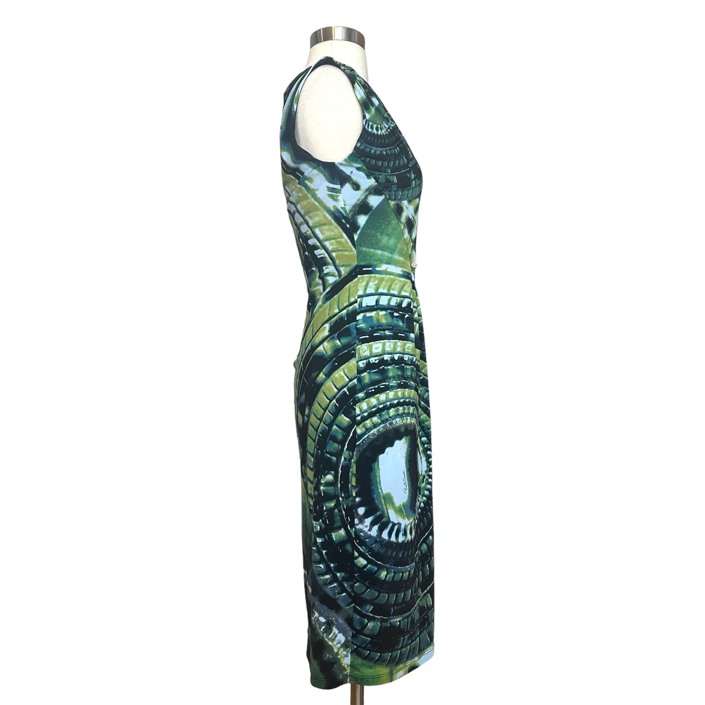 Green Dress w/Crystal Brooch.