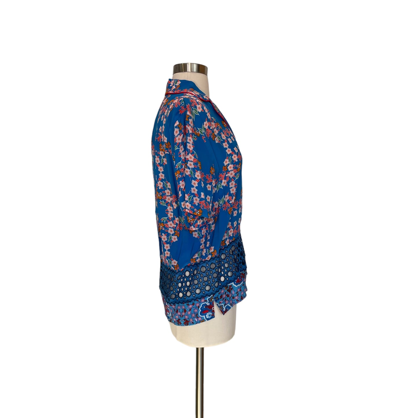 Blue Floral Button Up Shirt - 1