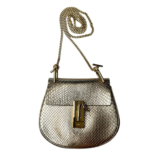 Gold Python Drew Bag