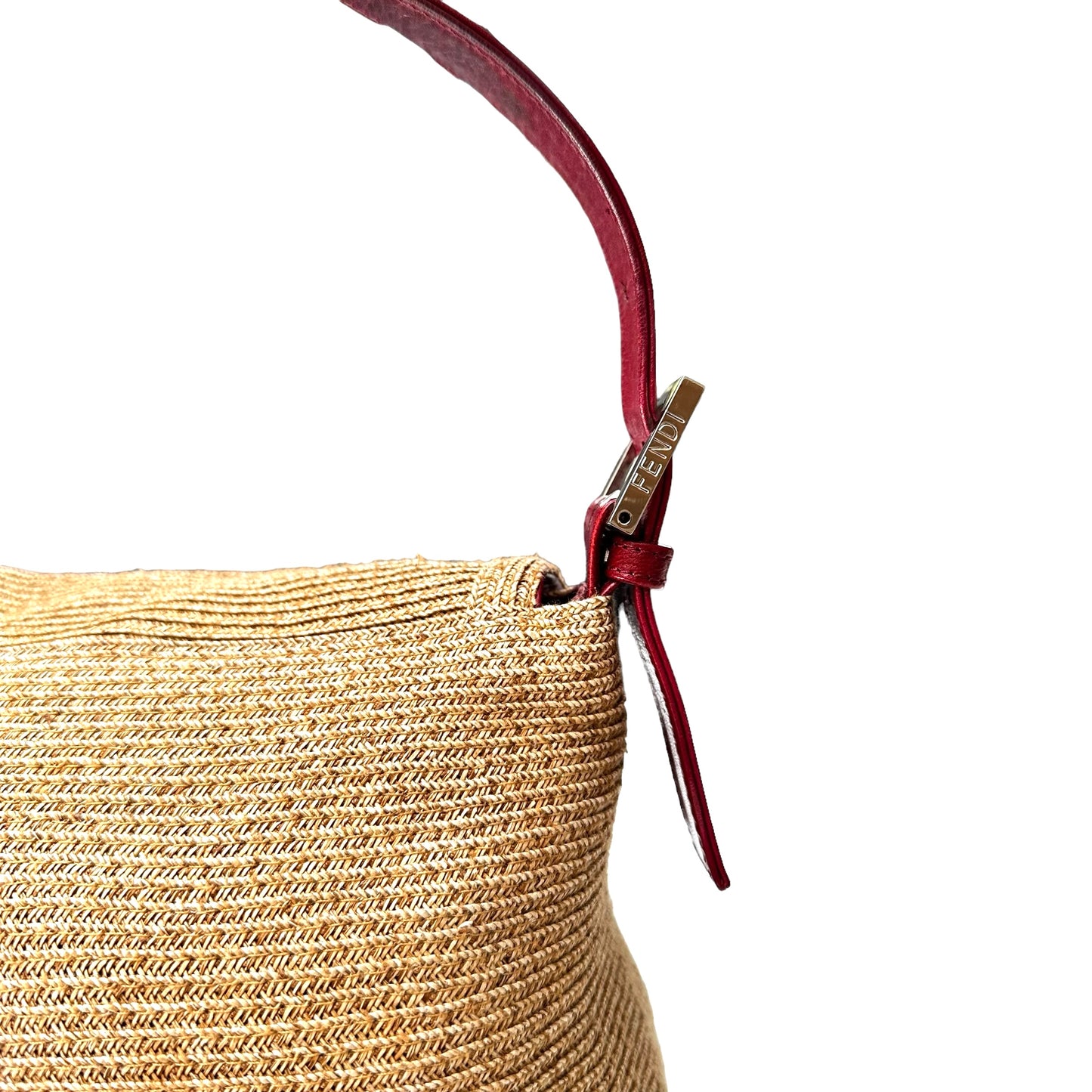 Raffia & Red Leather Vintage Bag
