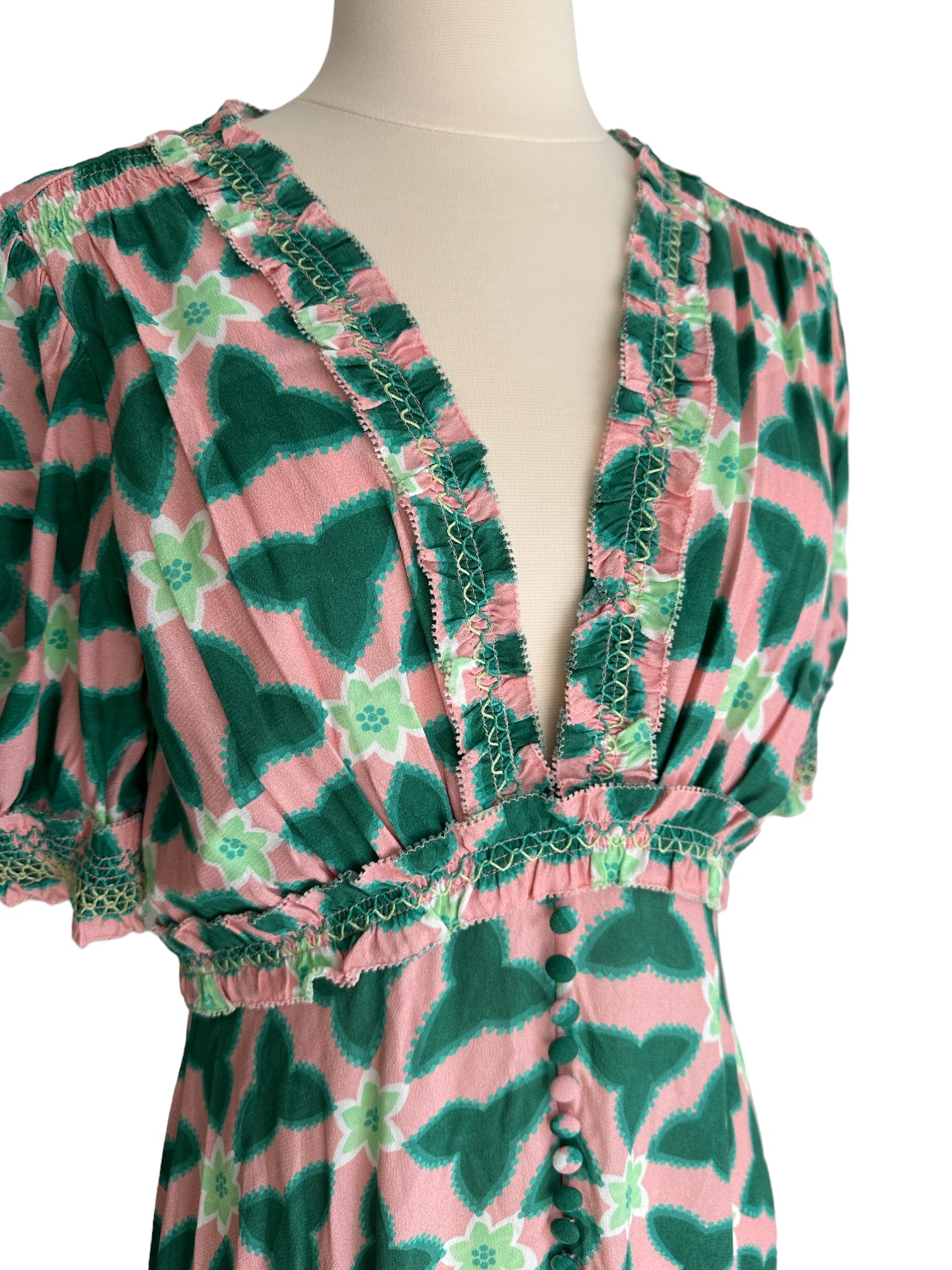 Green & Pink Maxi Dress - M