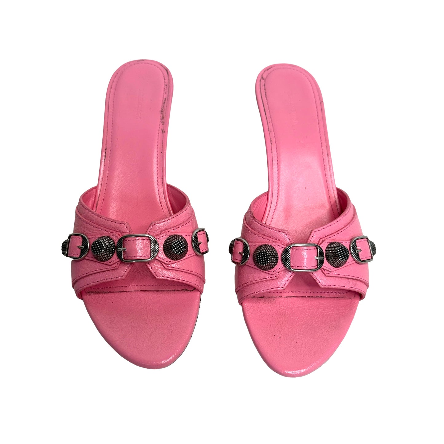 Pink Heeled Slides - 7.5