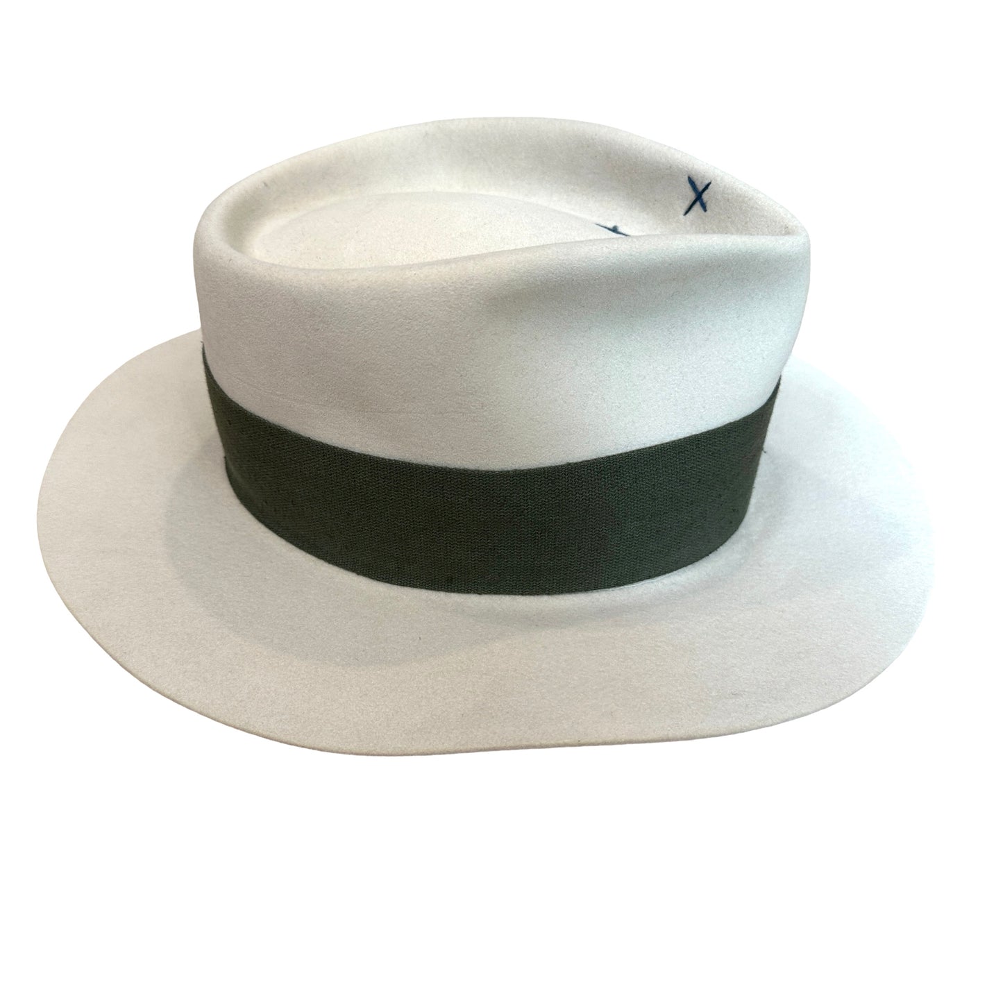 Cream Felt & Kaki Canvas Hat - 57