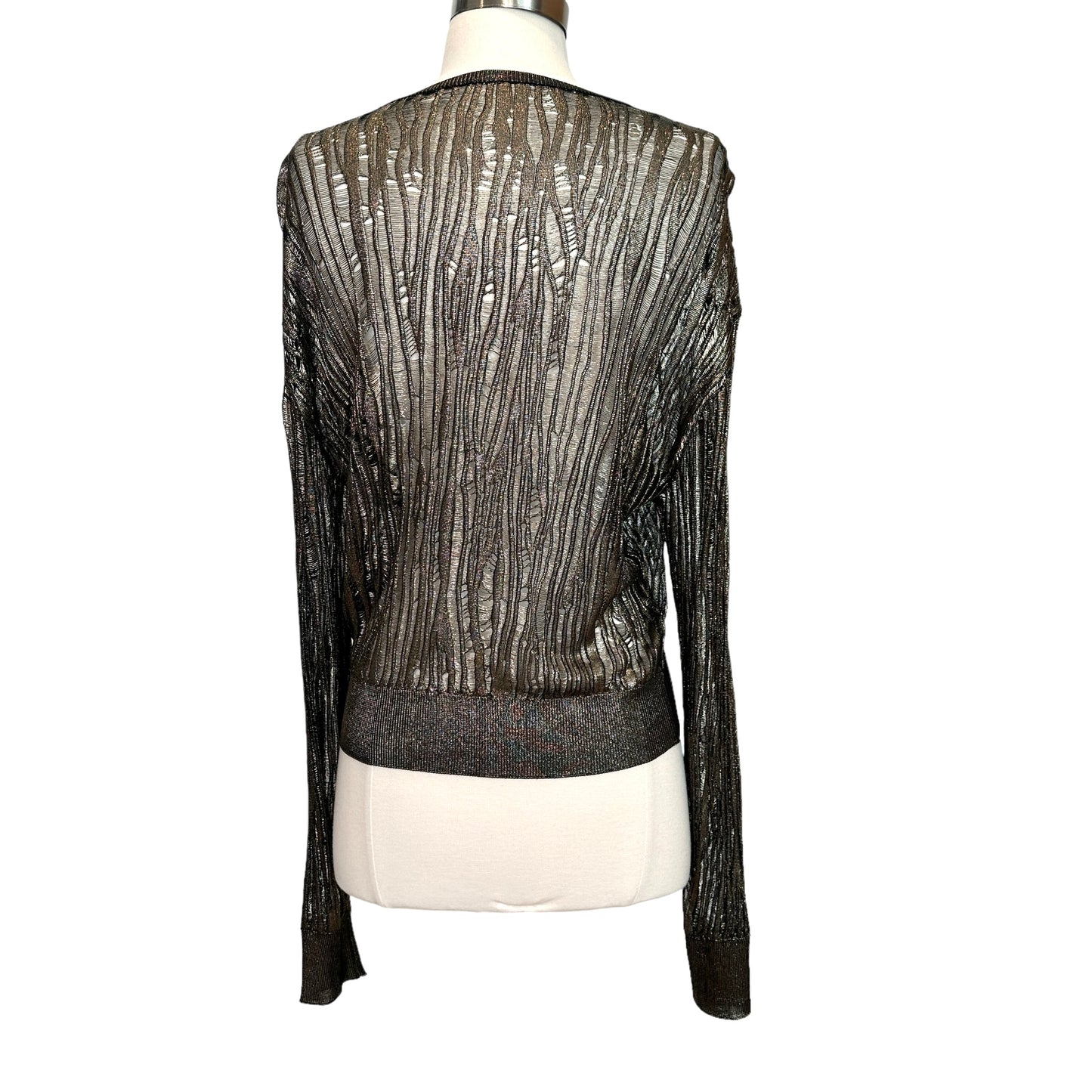 Oversized Distressed Metallic Top - XS