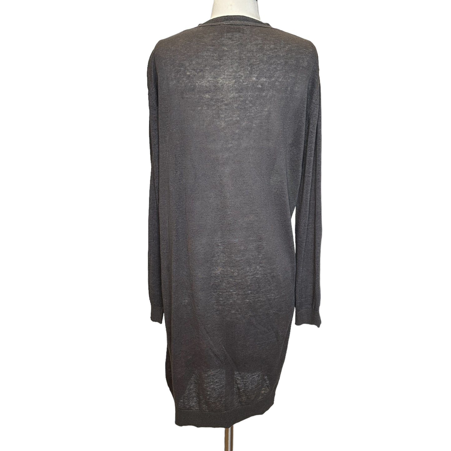 Long Metallic Silk & Linen Cardigan - M