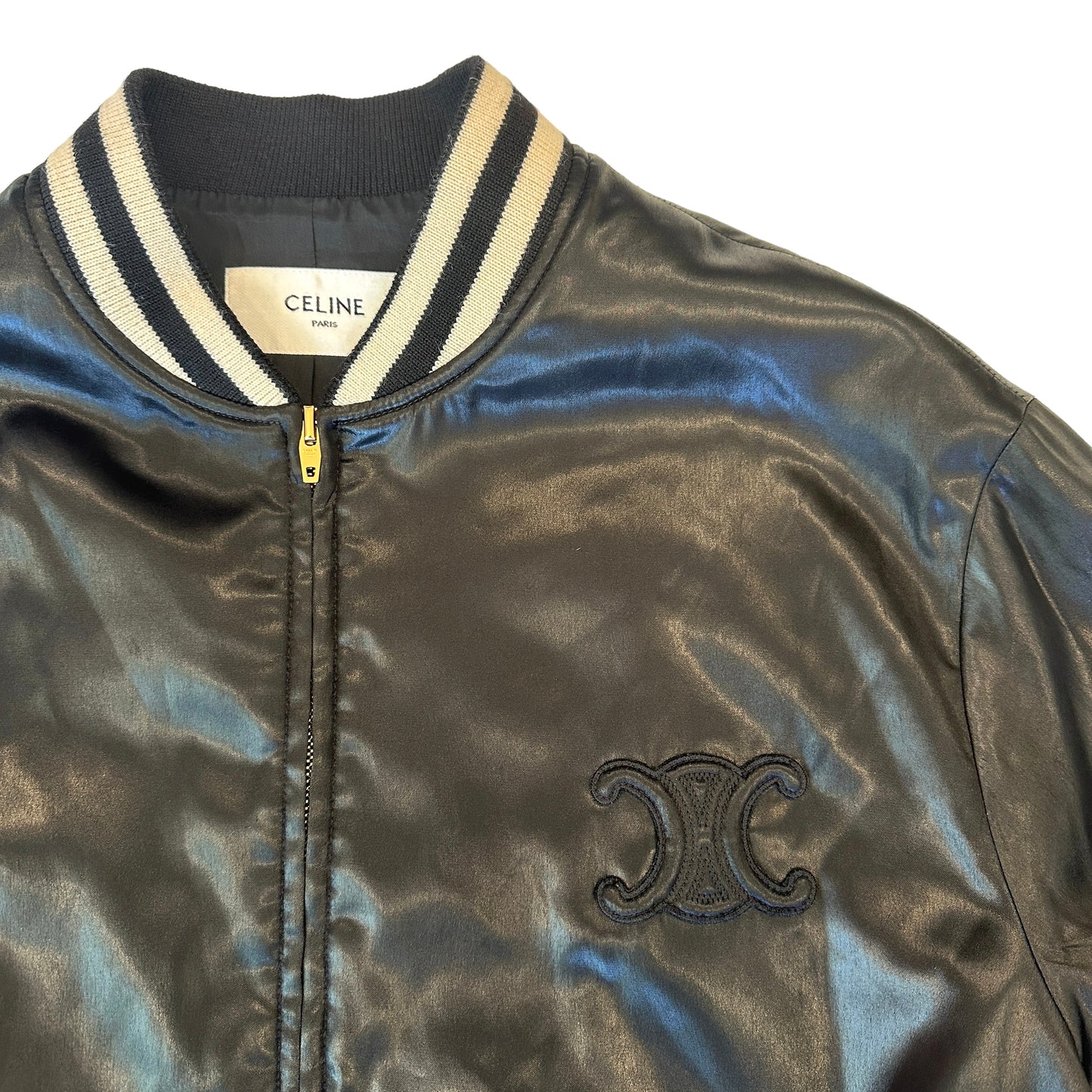 Black Triomphe Logo Bomber Jacket - M