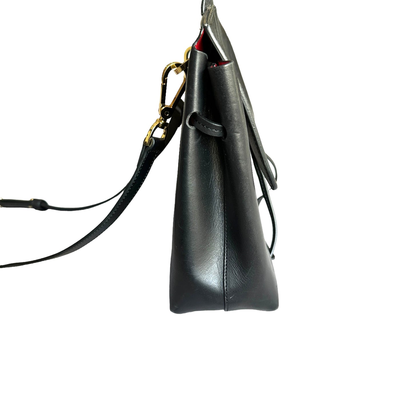 Black Leather Handle Bag