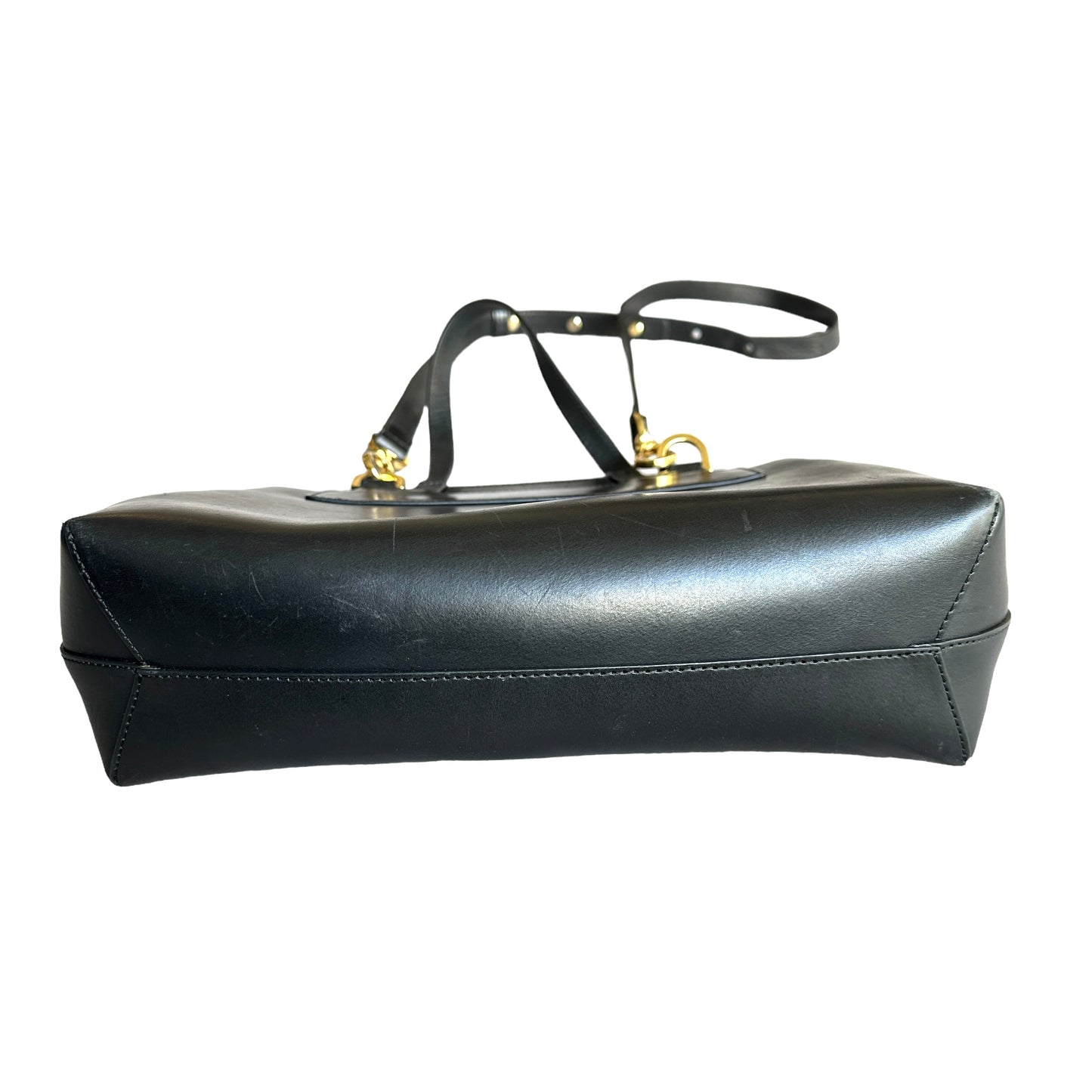 Black Leather Handle Bag