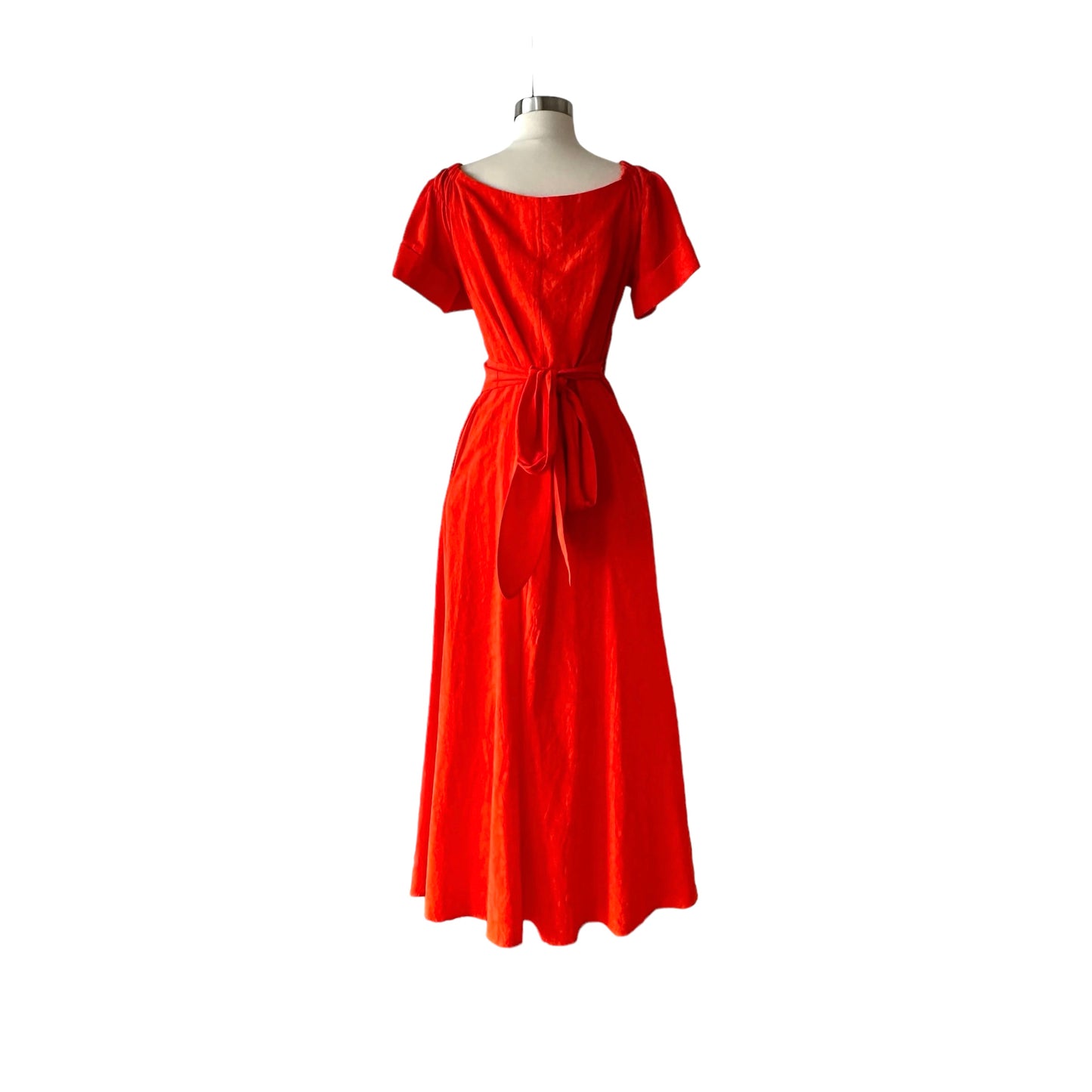 Red Linen Wrap Dress - S