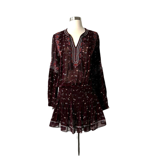 Burgundy Floral Dress - S