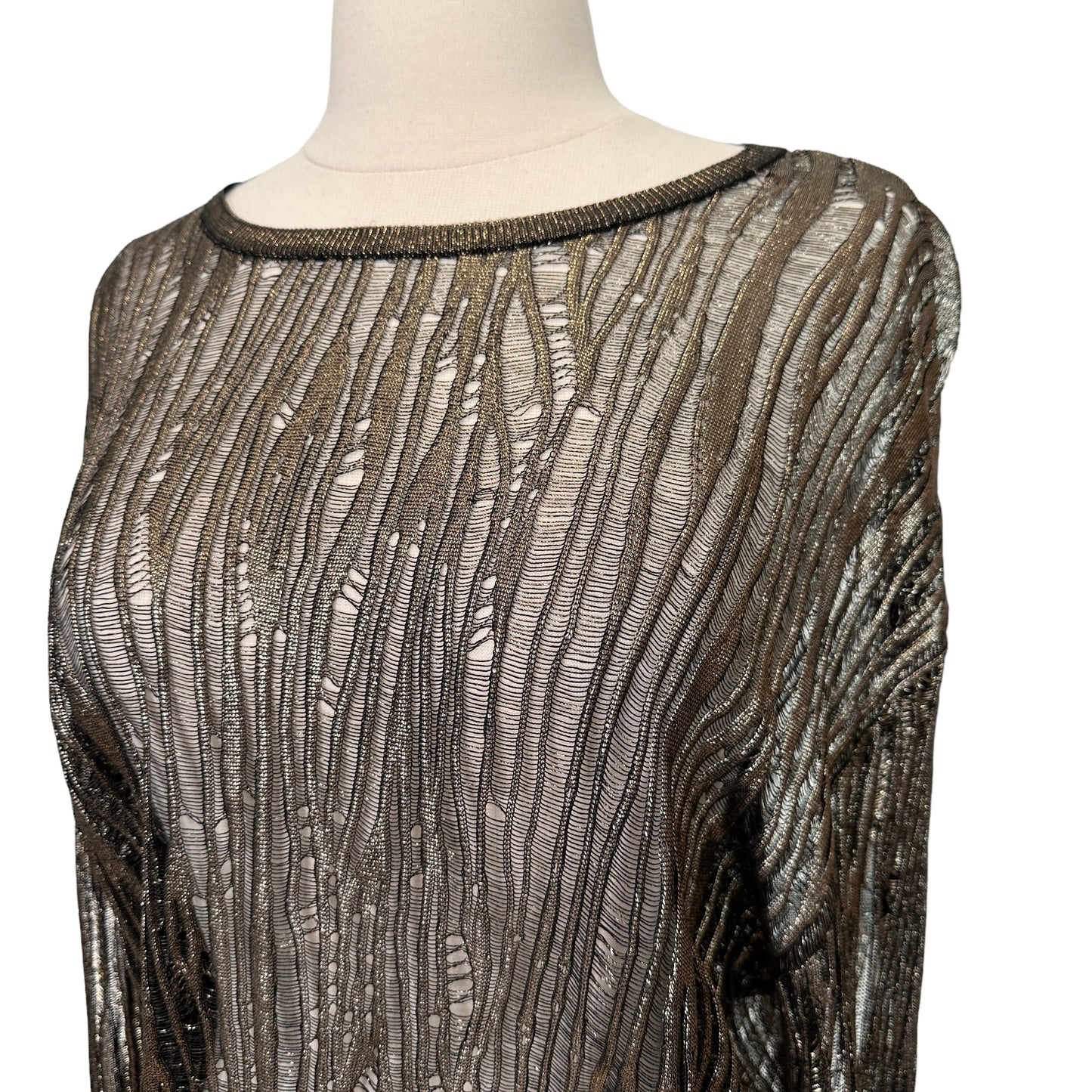 Oversized Distressed Metallic Top - XS