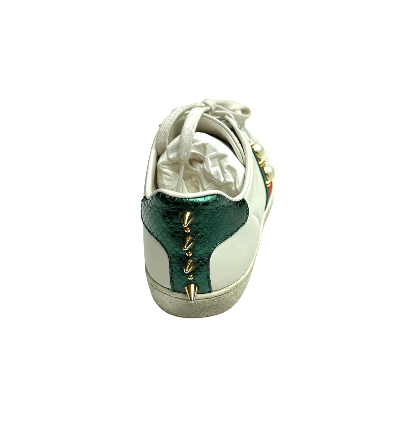 Sneakers w/Spikes & Faux-Pearl Accents - 8