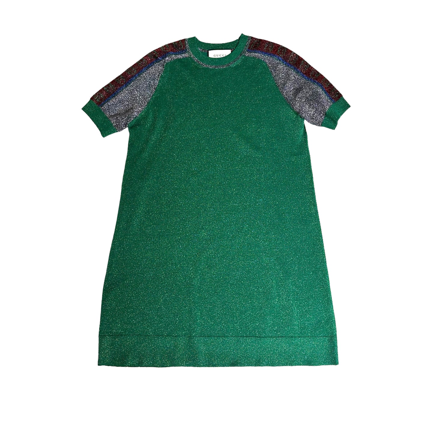 Metallic Green Logo Dress - S