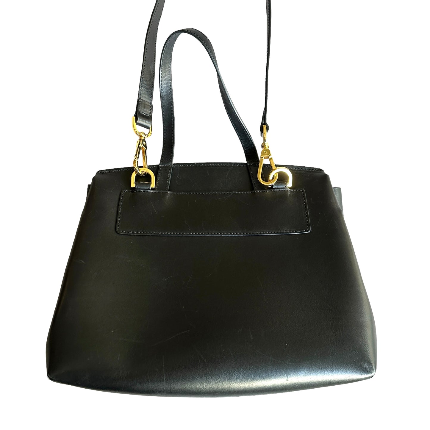 Black Leather Handle Bag